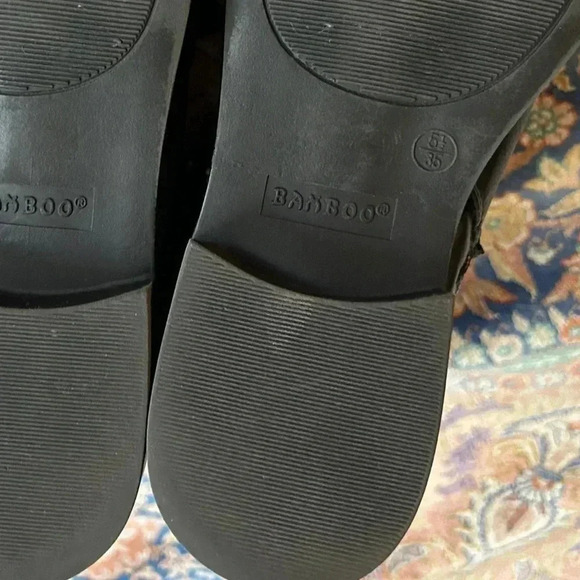 GUC Bamboo brand size 5.5 black biker boots. Faux leather. 3 buckles. Side zip - Picture 4 of 7